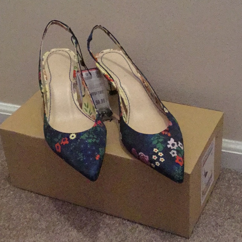 Zara floral heels